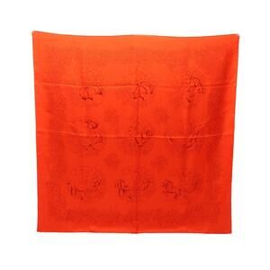 HERMES Authentic Red Silk Scarf